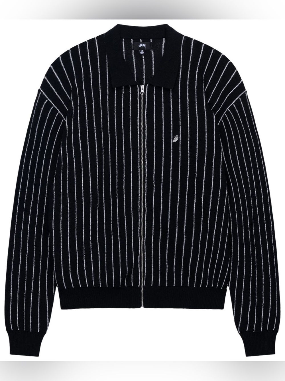 Stussy Light Weight Long-Sleeve Zip Polo - 'Black Stripe' - Size XXL (Unisex)